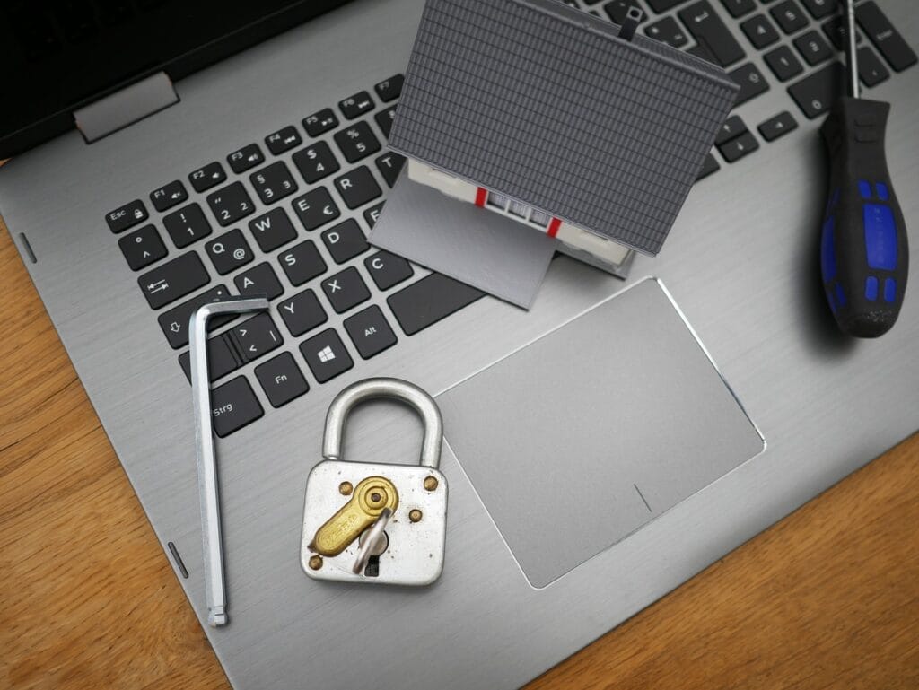 Privacy policy illustration – lock and shield symbol